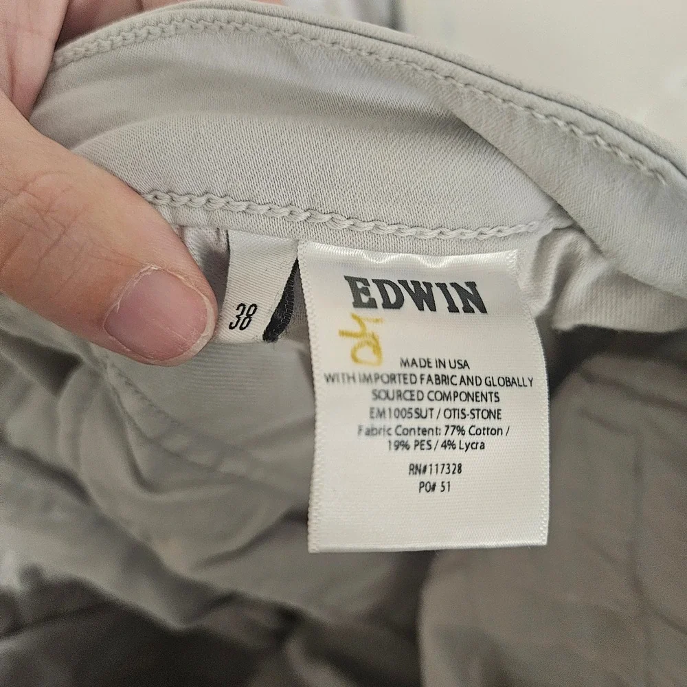 Edwin Otis Chino Mens‎ 38 Stone Grey Stretch Straight Leg Pants NWT $168